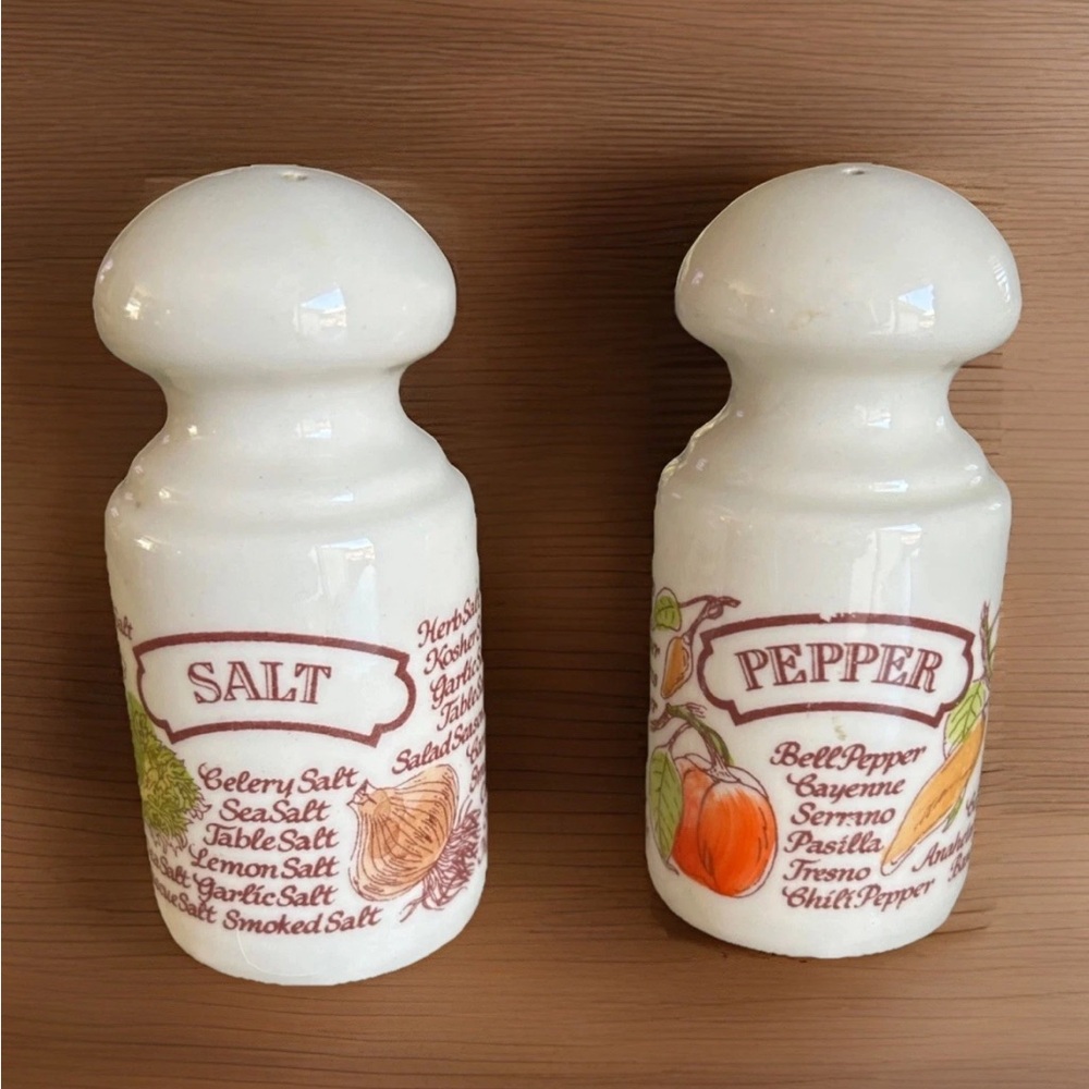 SALE! VTG Avon Salt & Pepper Shakers Porcelain White Veggie Decoration AVON 1980